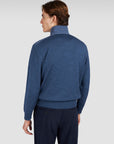 PAUL & SHARK PULLOVER HALF-ZIP SOFT COOL TOUCH WOOL VINTAGE INDIGO