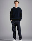 PAUL & SHARK PULLOVER WOOL CREWNECK WITH ICONIC BADGE BLUE NAVY