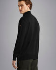 PAUL & SHARK PULLOVER WOOL HALF ZIP WITH ICONIC BADGE BLACK