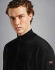 PAUL & SHARK PULLOVER WOOL HALF ZIP WITH ICONIC BADGE BLACK