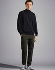 PAUL & SHARK PULLOVER WOOL HALF ZIP WITH ICONIC BADGE BLACK