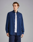 PAUL & SHARK OVERHEMD COTTON DENIM SHIRT BLUE JEANS