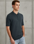 CAST IRON POLO COTTON MODAL HALF ZIP SEA STORM