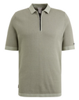 CAST IRON POLO COTTON MODAL HALF ZIP SEAGRASS