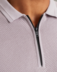 CAST IRON POLO COTTON MODAL HALF ZIP IRIS