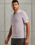 CAST IRON POLO COTTON MODAL HALF ZIP IRIS