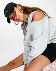 CATWALK JUNKIE SWEATER RELAXED OPEN SHOULDER GREY MELANGE