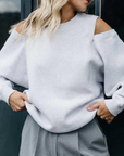 CATWALK JUNKIE SWEATER RELAXED OPEN SHOULDER GREY MELANGE