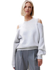 CATWALK JUNKIE SWEATER RELAXED OPEN SHOULDER GREY MELANGE