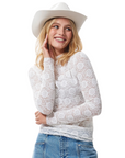 CATWALK JUNKIE TOP STRETCH LACE LONGSLEEVE OFF WHITE