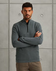 CAST IRON PULLOVER HALF ZIP ECOVERO ALLOVER STRUCTUUR STORMY WEATHER
