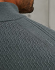CAST IRON PULLOVER HALF ZIP ECOVERO ALLOVER STRUCTUUR STORMY WEATHER