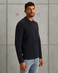 CAST IRON SWEATER ZIP POLO WOOL BLEND DARK SAPPHIRE