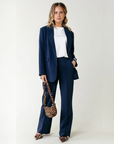 COLOURFUL REBEL PANTS RUS STRAIGHT ELASTIC WAISTBAND DARK NAVY