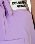 COLOURFUL REBEL PANTS RUS UNI PINTUCK STRAIGHT LIGHT LILAC