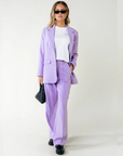 COLOURFUL REBEL PANTS RUS UNI PINTUCK STRAIGHT LIGHT LILAC