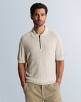 CAST IRON POLO ALLOVER STRUCTURE REGULAR FIT BEIGE