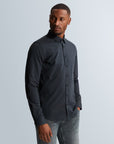 CAST IRON OVERHEMD TWILL JERSEY 2 TONE SEA STORM
