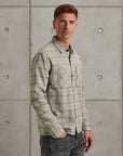 CAST IRON OVERSHIRT DOBBY LONG SLEEVE YARN DYED CHECK DRIZZLE