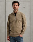 CAST IRON SWEATER HALF ZIP REGULAR PEACHED OVERDYE BRINDLE