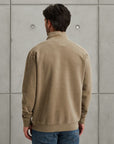 CAST IRON SWEATER HALF ZIP REGULAR PEACHED OVERDYE BRINDLE