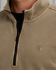 CAST IRON SWEATER HALF ZIP REGULAR PEACHED OVERDYE BRINDLE