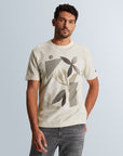 CAST IRON T-SHIRT REGULAR FIT TWILL JERSEY PRINT WHITE ONYX