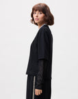 CATWALK JUNKIE T-SHIRT LOOSE FIT WITH LACE SLEEVES BLACK