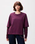 CATWALK JUNKIE T-SHIRT LOOSE FIT WITH LACE SLEEVES WINETASTING