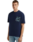 DENHAM T-SHIRT WAVE POCKET TEE HCJ HEAVY CORE JERSEY MEDIEVAL BLUE