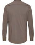 PURE H. TICO OVERHEMD THE FUNCTIONAL SHIRT PLAIN DARK BROWN