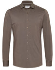 PURE H. TICO OVERHEMD THE FUNCTIONAL SHIRT PLAIN DARK BROWN