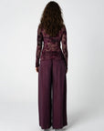 COSTER COPENHAGEN TOP EVE MESH TURTLENECK BORDEAUX FLOWER