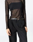 COSTER COPENHAGEN TOP EVE MESH TURTLENECK BLACK