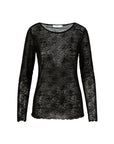 COSTER COPENHAGEN TOP EVE MESH O-NECK BLACK ROSES
