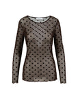 COSTER COPENHAGEN TOP EVE MESH O-NECK BROWN HEARTS