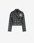 FIFTH HOUSE BLAZER JORDYN CROPPED WITH CHECKED PATTERN NAVY NIGHT