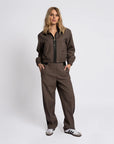 FIFTH HOUSE PANTS JAZ BLOCK CONTRASTERENDE DETAILS CHOCOLATE MARTINI