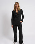 FIFTH HOUSE PANTS JORDEN WITH PINSTRIPE AND LOGOS BLACK