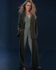 FIFTH HOUSE PANTS JENNY WITH LOGO BUCKLE ASH GREEN