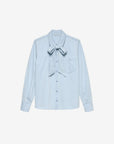 FIFTH HOUSE BLOUSE METTE DENIM MET STRIKDETAIL BEL AIR BLUE