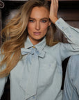 FIFTH HOUSE BLOUSE METTE DENIM MET STRIKDETAIL BEL AIR BLUE
