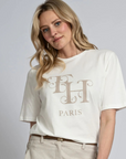 FIFTH HOUSE T-SHIRT GEEZA FH PARIS LOGO STAR WHITE/OXFORD TAN