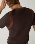 LAAGAM T-SHIRT LUMEA LOGO BROWN