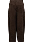 COSTER COPENHAGEN PANTS FAUX SUEDE WITH CUTLINE ANNA FIT DARK BROWN