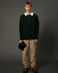 FORÉT PULLOVER SOW RIB POLO KNIT DARK GREEN
