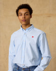 FORÉT OVERHEMD FLAG REGULAR FIT OXFORD SHIRT LIGHT BLUE STRIPE