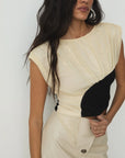 LAAGAM TOP GEMINI DRAPED ECRU
