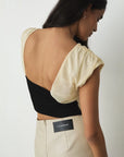 LAAGAM TOP GEMINI DRAPED ECRU