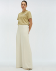JOSH V PANTS VIVA HIGH WAISTED WIDE LEG COCOON WHITE